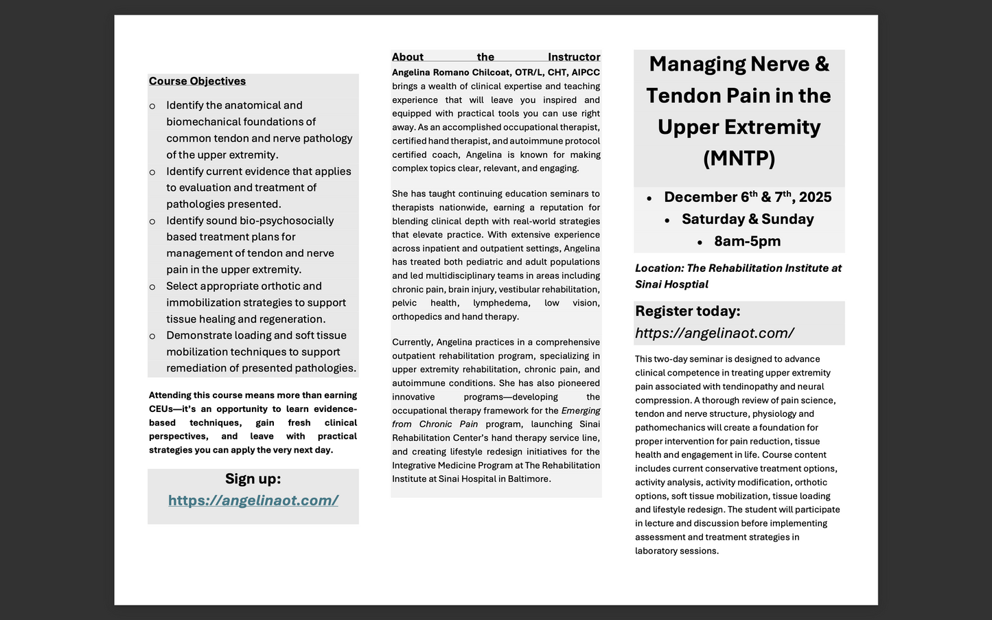 Managing Nerve & Tendon Pain in the Upper Extremity (MNTP)